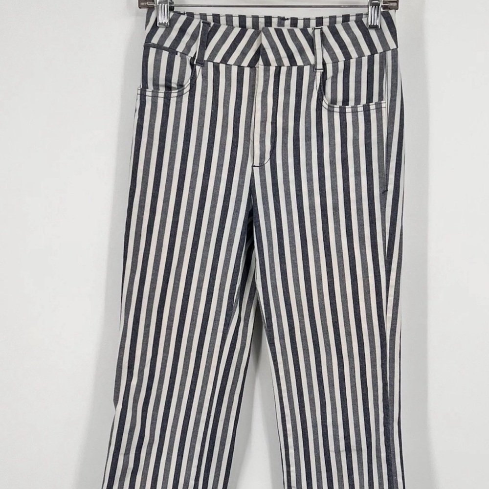 Anthropologie‎ Alena Vertical Blue Striped Bootcut Pants Size 25